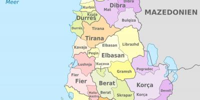Kort over Albanien politiske