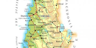 Kort over den fysiske kort i Albanien