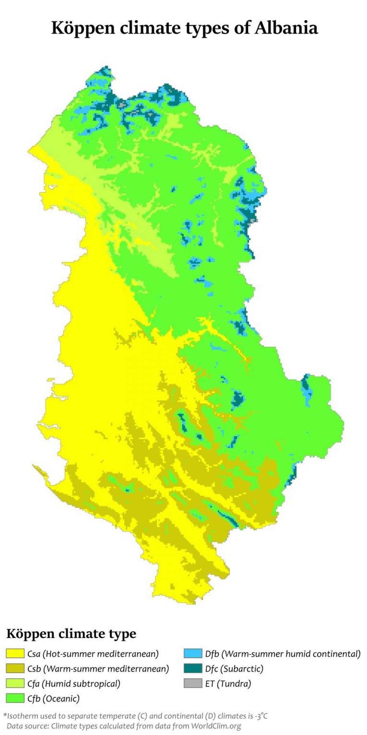 kort over Albanien klima