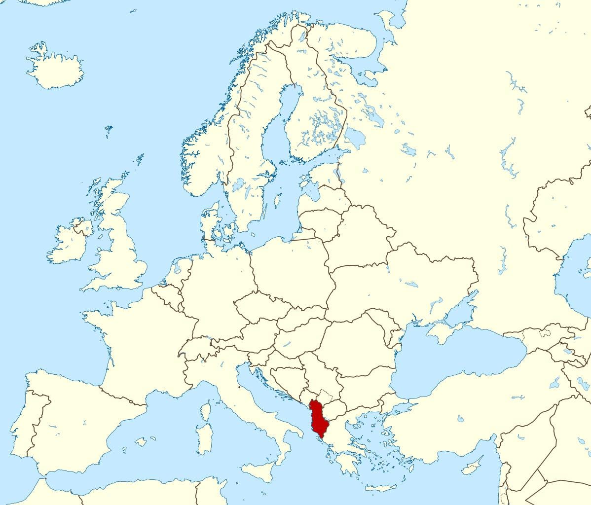 kort over Albanien placering på verden