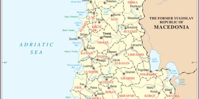 Kort over Albanien med byer